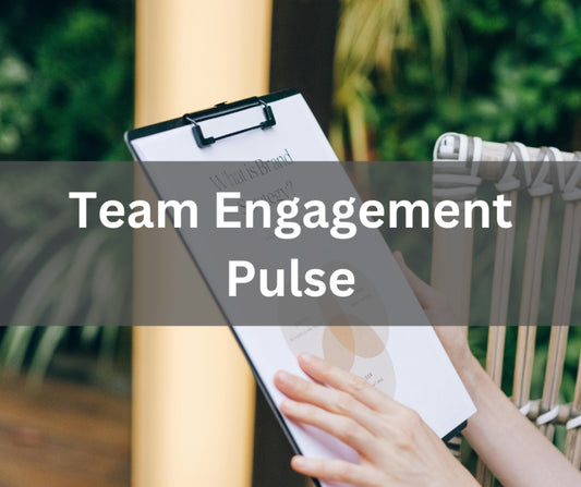 Employee culture data output on clipboard with overlay text that says "team engagement pulse"